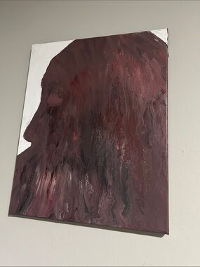 Contemporary Maroon Silhouette Canvas Painting - Home Art